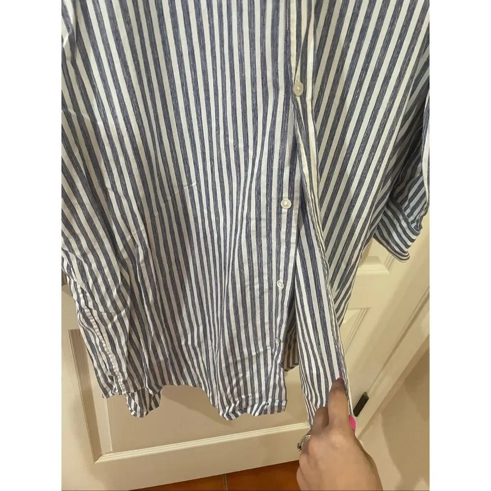 VINCE striped button down shirt dress size large - Picture 4 of 7